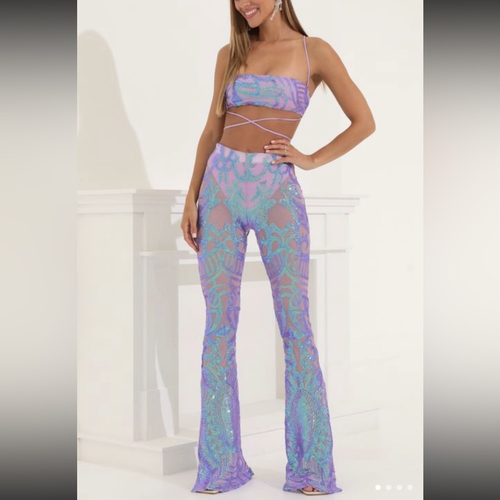 Peony Sequin Two Piece Set in Purple Iridescent - size S